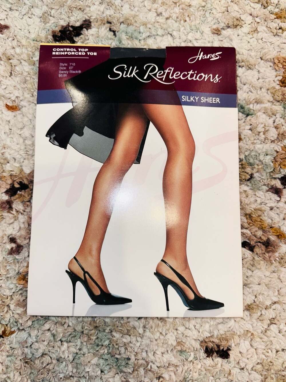 Hanes Silk Reflections Sheer Control Top Reinforced Toe Pantyhose Size EF